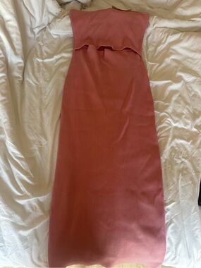 Strapless Ribbed Maxi Dress in Dusty Rose